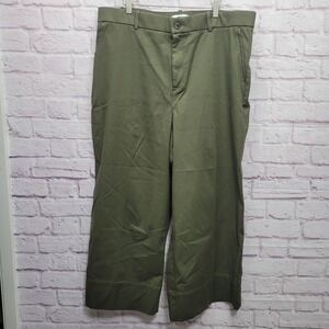 NEW Spanx Stretch Twill Wide Leg Pants Plus Sz 2X Cropped Olive Green High Rise